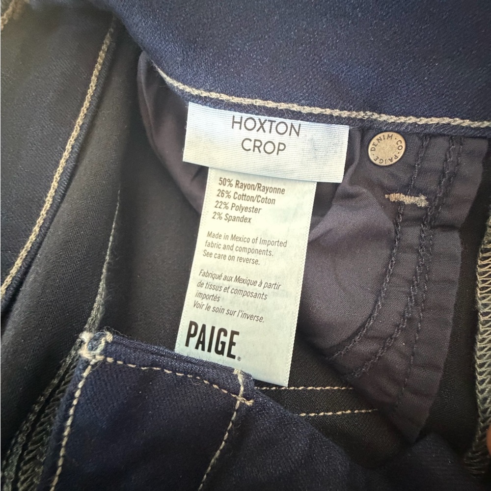 PAIGE Hoxton Crop Jeans in Navy with Contrast Stitching